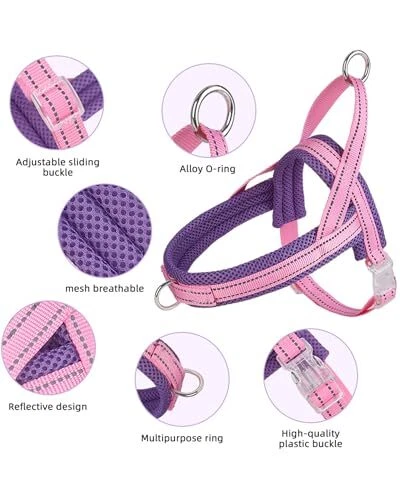 Dog Harness No Pull Dog Harness for Dogs Puppy Harness with Medium Pink