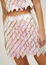 BNWT Nastygal Iridescent Tile Sequin Mini Skirt White Size:12 RRP:£79.00