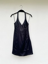 BNWT ZARA Black Satin Halter Neck Mini Dress, Sz XS, RRP £27.99