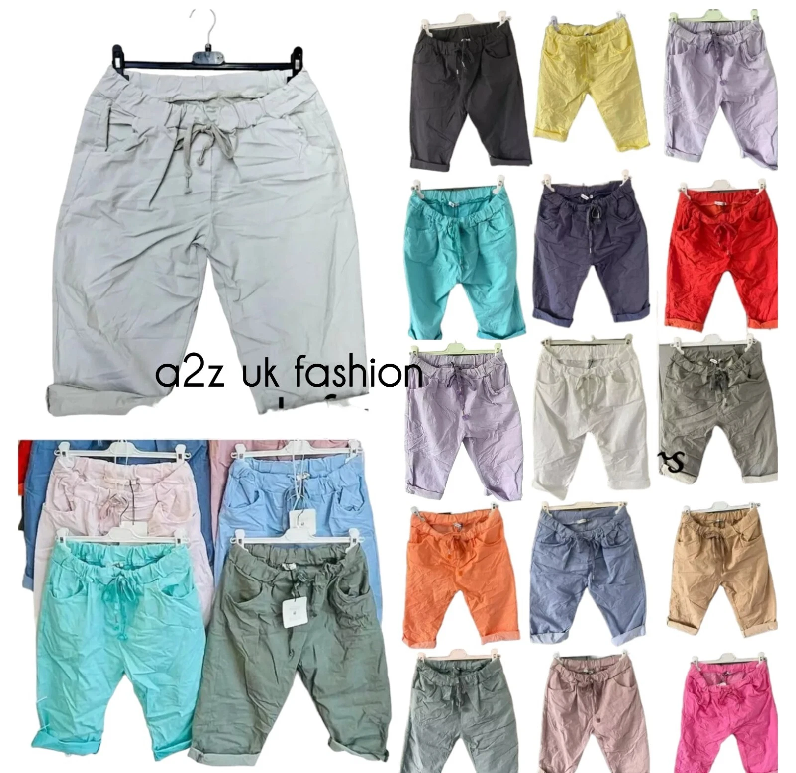LADIES ITALIAN STRETCH SHORTS WOMEN'S PLAIN LAGENLOOK MAGIC COMFY TURN UP PANTS
Opens in a new windo