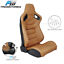 thumbnail 8  - Adjustable Universal Racing Seat Brown PU &amp; Carbon Leather Pair &amp; 2 Dual Sliders