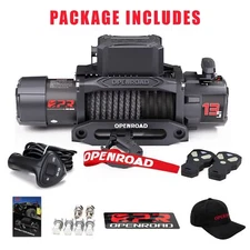 OPENROAD Electric Winch Truck 13,500 lb Synthetic Rope Waterproof Remote Control