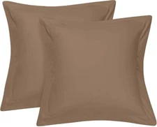 Taupe Euro Pillow Shams 26x26" 100% Cotton 800 Thread Count Set of 2