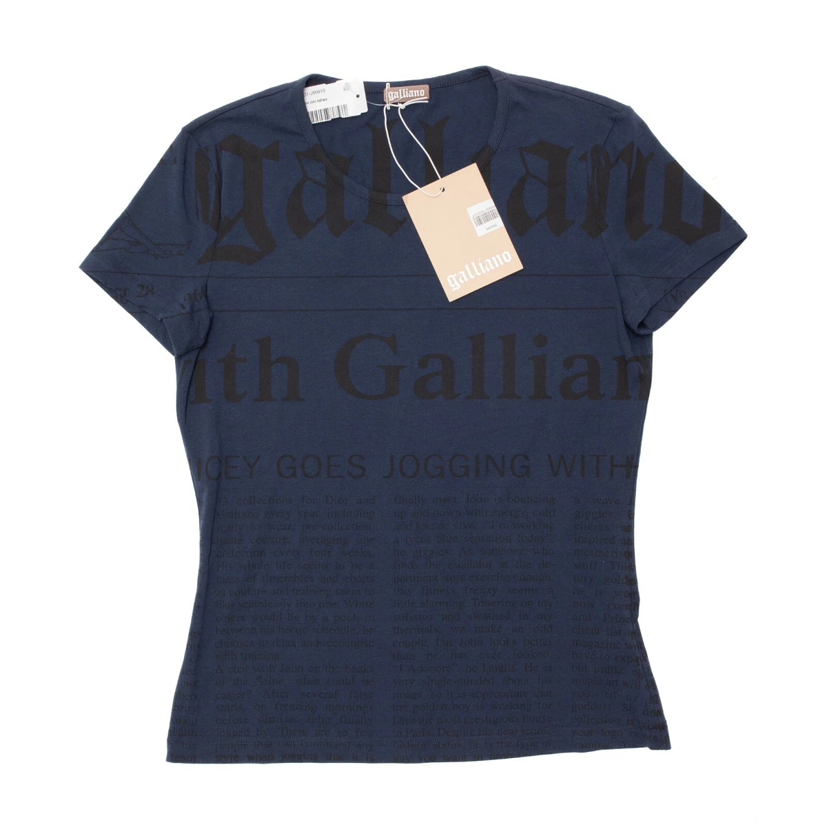 JOHN GALLIANO Y2K Gazette Newspaper T-Shirt Navy / Black