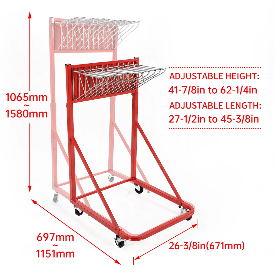 Adjustable Mobile Blueprint Storage Rack Plan Holder w/12 Pivot Brackets 240 lbs - Image 3 of 4