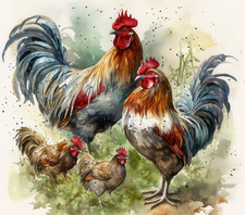 Rooster and Hen, Mouse Pad, Sublimated, Can Personalize, Made to Order mp152