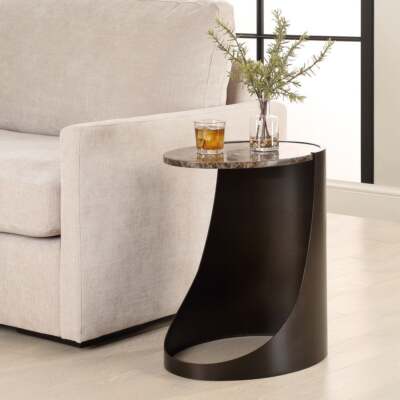 WELLING CONTEMPORARY SLEEK METAL & MARBLE TOP ACCENT END TABLE UTTERMOST 50095