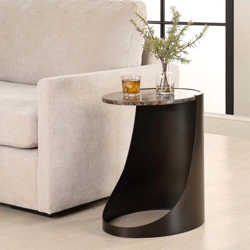 WELLING CONTEMPORARY SLEEK METAL & MARBLE TOP ACCENT END TABLE UTTERMOST 50095 - Picture 1 of 6