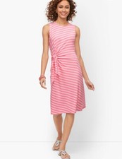 Talbots Stripe Tie Detail Shift Pink Dress Size Medium New