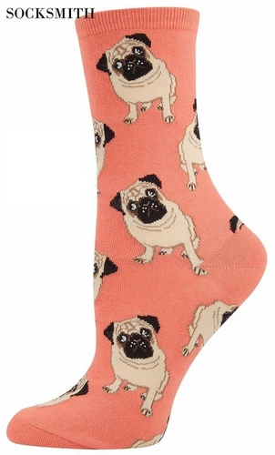 Pug Socks -Peach Colour Dog Socks *One Size Fits Most