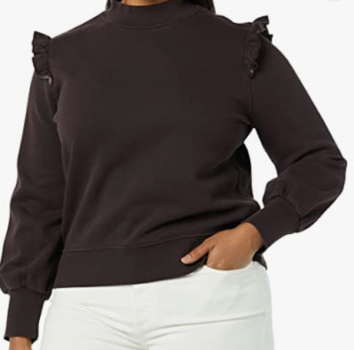 NEW Goodthreads Women's Heritage Fleece Ruffle Shoulder Sweatshirt Size Large