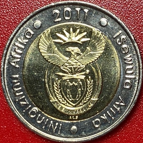 1921-2011 SOUTH AFRICA 5 RAND BI-METALLIC OLD COINS BANK NOTE DESIGNS 9.5gr 26mm - Picture 2 of 5