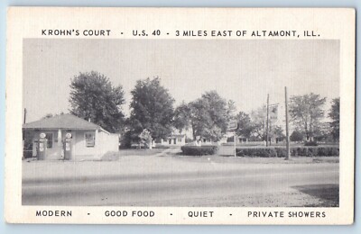 Altamont Illinois Postcard Krohn's Court Miles East Exterior View c1940 Vintage