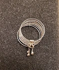 Vtg TAXCO Mexico Sterling Silver Bangle Ball Dangle Ring 6.5 Eagle Hallmark