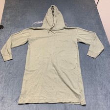 Uniqlo Sweat Hoodie Dress Womens Small Green Long Sleeve Drawstring Side Slit
