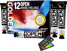 Golden OPEN Acrylic Paint Set, Mixing Painting Set, Slow Drying 12-Color Golden