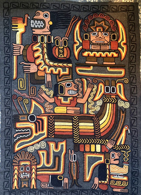 Andean Wool Wall Hanging Tapestry Pre-Columbian Folk Art Textile 34x48