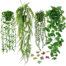 Fake Plants 4 Pack Artificial Hanging Plants, Fake Potted Greenery Faux
