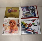Nintendo 3DS 4 Games Bundle Pokemon Ultra Moon Zelda Ocarina Mario Kart 7 Tested