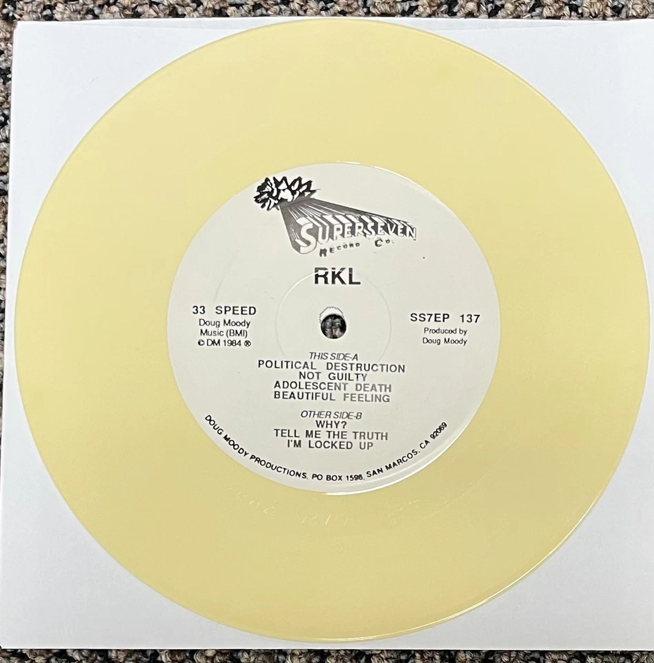 RKL It's A Beautiful Feeling! 7" RARE 1984 Limited Edition Cream Vinyl 1st Press - Image 3 of 4