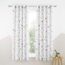 Catherine Lansfield Roarsome Blackout Lined Eyelet Curtains Natural 66x72in Home