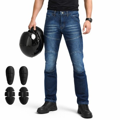 Motorradjeans mit Aramid CE-Protektoren, Herren-Bikerhose, Komfort, 28 46 Zoll