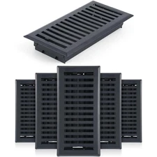 6 Pcs Floor Register 4" x 10" Black Vent Covers Heavy Duty Floor Register Met...