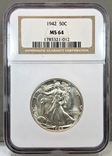 1942 U.S. 50c Walking Liberty Half Dollar NGC MS64