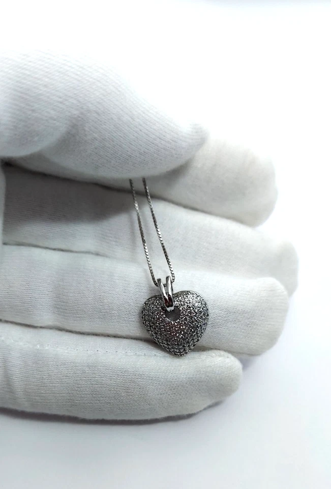 Collana Argento 925 Donna Ciondolo Cuore Gioiello Pendente e Zirconi Brillanti - Immagine 4 di 4