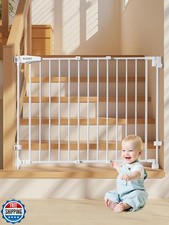 PLZOIT 29.5-43" No Bottom Bar Baby Gate for Stairs, Auto Close Dog Gate Indoo