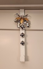 Jingle Bells 12" Over the Door Silver  Gold Christmas Wreath Hanger