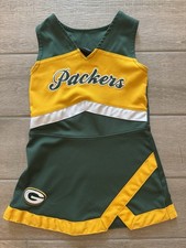 NFL Team Apparel Packers Girls Kids Green White Cheerleader Dress Small EUC 4T