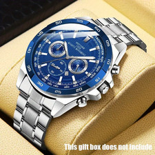 Men's Large Dial Stainless Steel Quartz Watch - Perfect Gift Choice