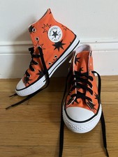 NEW Custom Converse High Top Chuck Taylor Kid Youth 3 1/2 Boy Girl Orange Stars