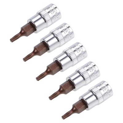5pcs 1/4'' Drive x T10 Torx Bit Socket S2 Steel Bits CR-V Sockets 38mm Length