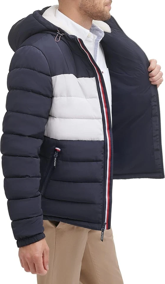 Tommy Hilfiger Men's Midweight Sherpa Lined Hooded Water Resistant Puffer Jacket - Image 3 of 4