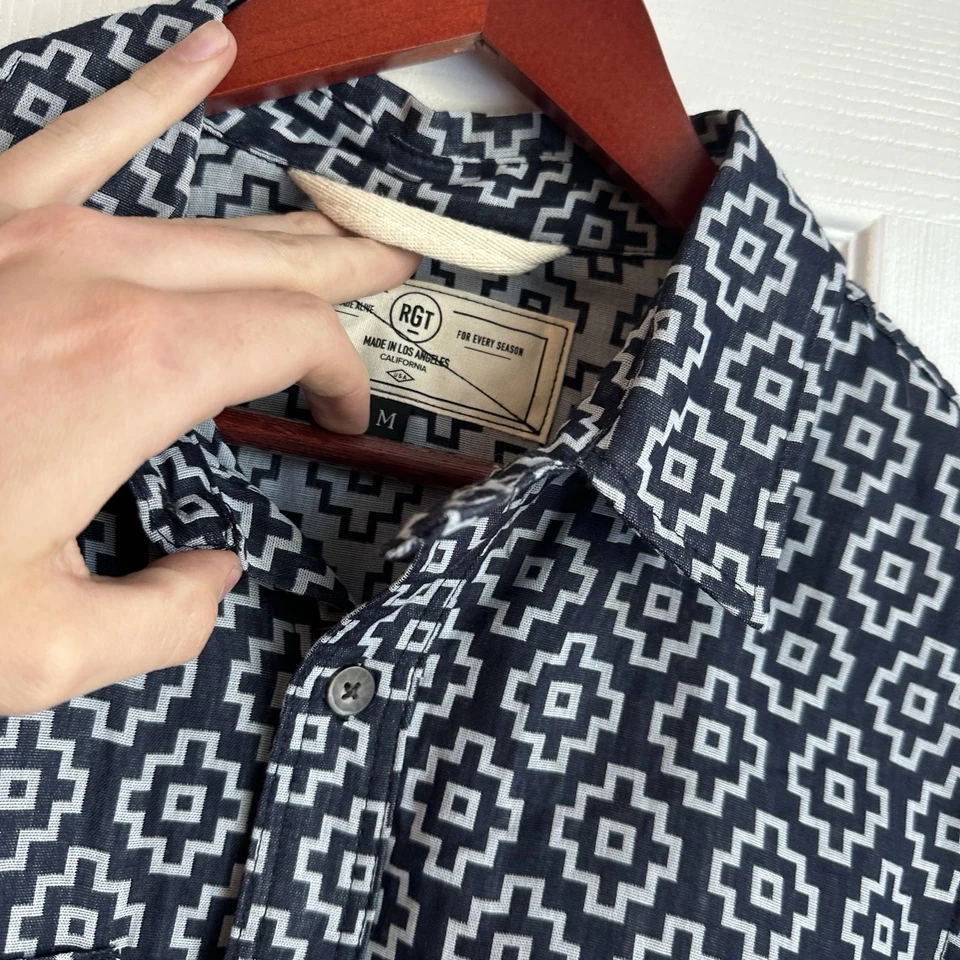 RGT Rouge Territory Shirt Cotton Button Up Long Sleeve Medium USA Made Geometric - Image 2 of 4