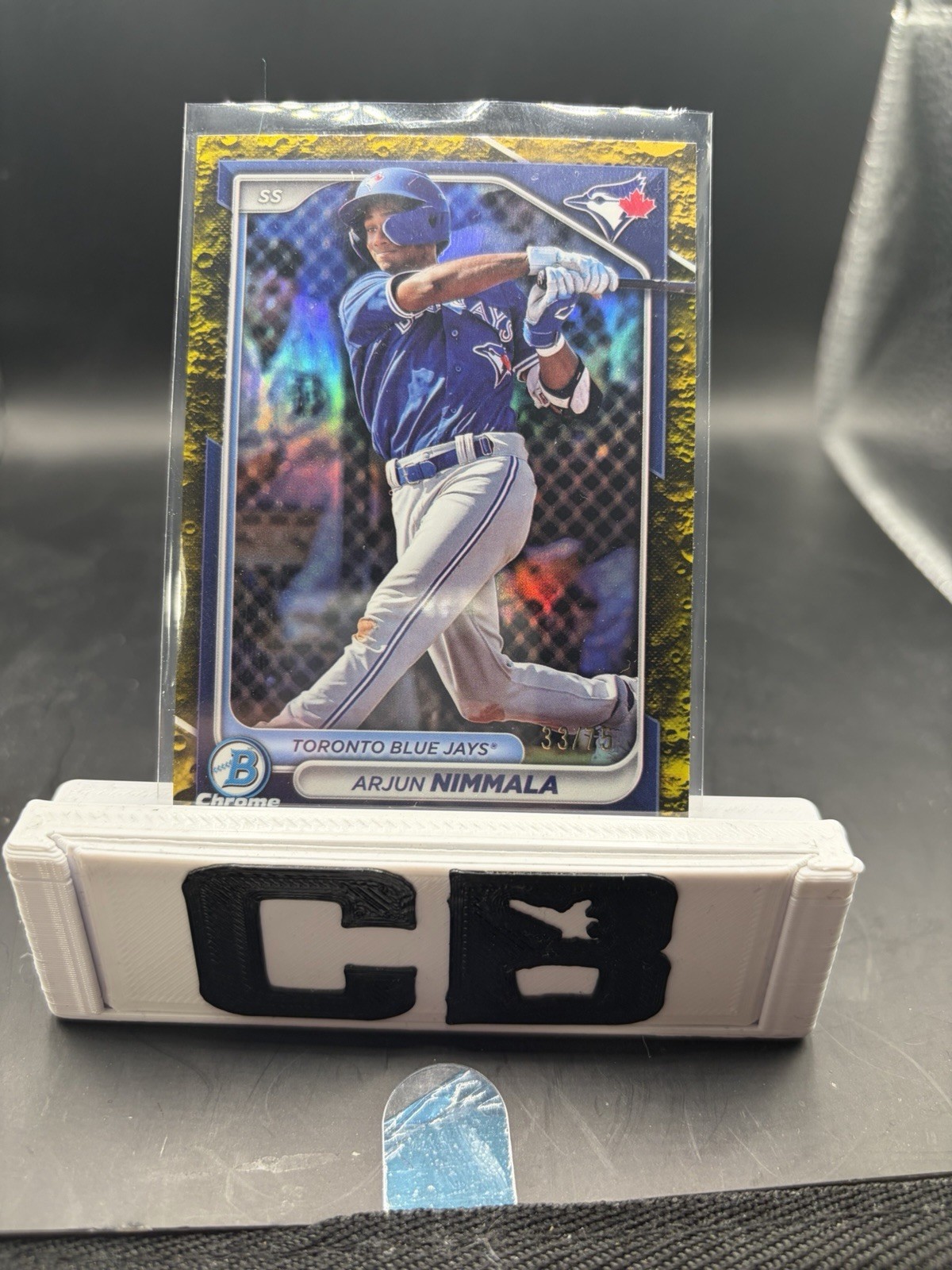 2024 Bowman Chrome Arjun Nimmala Yellow Lunar Refractor /75 Blue Jays BCP-142