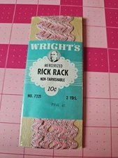 Vintage Wrights Pink & Silver Metallic Medium 1/2" Rick Rack Trim 2 Yds NIP