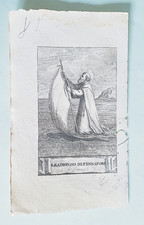 stampa incisione d'epoca da libro s.raimondo di pennaforte fine '700
