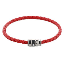 Montblanc Meisterstück Armband Geflochtenes Leder Stainless Steel Rot ID: 130902