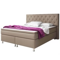 Boxspringbett - Beige - Kunstleder - H3 - 180X200 Cm Doppelbett Polsterbett