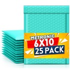 Bubble Mailer 6x10 Inch 25 Pack Usable Size 6x9" Teal Padded Envelopes Waterp.