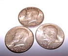 Lot of 3 1964 Kennedy Half Dollar Coins ~ 90% Silver Ungraded Uncertified