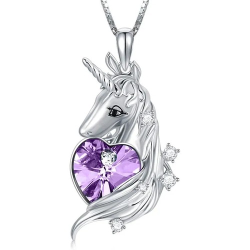 Fashion Shiny Unicorn Love Cubic Zirconia Pendant Necklace For Women & Girls - Picture 2 of 5