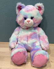 Build-A-Bear BAB 16" Cat Kitty Plush with Heartbeat Pastel Tie-Dye Swirl Pink