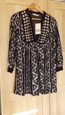 BNWT Zara Black Velvet Embellished Short Dress Silver Sequins XS Extra Small 
