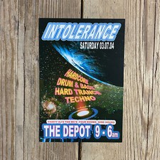 Intolerance Rave Flyer. The Depot, Bristol. Saturday 3rd July 2004.