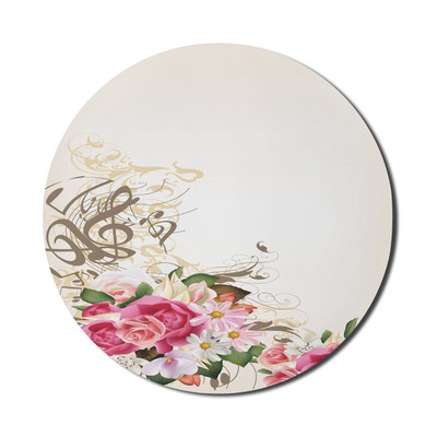 Ambesonne Ornate Floral Round Non-Slip Rubber Modern Gaming Mousepad, 8''