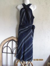 Ralph Lauren nwt 14 blue swirl midi dress halter neck sheer over slip gorgeous